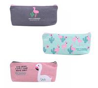 Gadpiparty 3stücke Flamingo Stiftetasche Aus Canvas Federmäppchen Für Studenten Reißverschluss Stiftemäppchen Praktischer Bleistiftbeutel Mit Muster