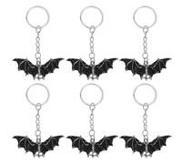 Gadpiparty 6 Stück Halloween Fledermaus Schlüsselanhänger aus Metall Leicht und Sorgfältig Poliert als Partydeko und Taschenanhänger in Silber