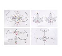 Gadpiparty Strass Aufkleber als Temporärer Körperschmuck 4 Stück für Brust in Silber aus Acryl und Dekoration Selbstgemacht Brustschmuck für Festival und Party