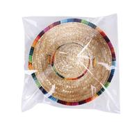 Gadpiparty Verstellbarer Atmungsaktiver Mexikanischer Haustier Strohhut mit Kinnband Sonnenschutz für Kleine Hunde und Katzen Sommer Outdoor Mütze in Beige S