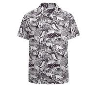 GADZILLE Hawaii-Hemd für Herren Casual Button Down Hemd Kurzarm Aloha Strand Hemd Party Hemd, Dinosaurier Cartoon, Mittel