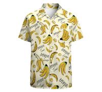 GADZILLE Hawaii-Hemd für Herren, lässig, Button-Down-Shirt, kurzärmelig, Aloha-Strand-Shirt, Party-Shirt, Tropische Banane, Groß