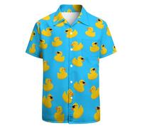 GADZILLE Hawaii-Hemd für Herren, lässiges Button-Down-Shirt, kurzärmelig, Aloha-Strand-Shirt, Partyhemd, Ente Gelb, 3X-Groß