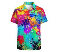 GADZILLE Hawaii-Hemd für Herren, lässiges Button-Down-Shirt, kurzärmelig, Aloha-Strand-Shirt, Partyhemd, Splash Ink Rave, XL