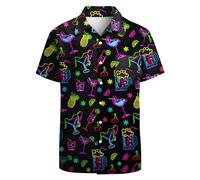 GADZILLE Hawaii-Hemd für Herren, lässiges Button-Down-Shirt, kurzärmelig, Aloha-Strand-Shirt, Partyhemd, Beer Black Neon, 4X-Groß