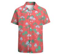 GADZILLE Hawaiihemd für Herren Casual Button Down Shirt Kurzarm Aloha Beach Shirt Party Shirt, Palme, 5X-Groß