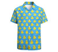 GADZILLE Hawaiihemd für Herren Casual Button Down Shirt Kurzarm Aloha Strandhemd Party Shirt, Entenblau, 3X-Groß