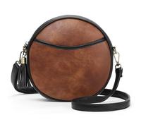 GAEKEAO Umhängetasche Damen, Vegan Leder Crossbody Bag Kleine Handtasche Runde Schultertasche mit Verstellbaren Gurten Schlüsselanhänger, Geschenk für Frauen