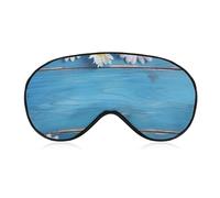 Gänseblümchen Blumen Blau Holz Augenmaske Seite Schlafmaske Licht Augenbinde Schlafmaske Nasenpolster und Gummiband für Kinder Frauen Männer