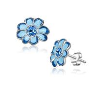Gänseblümchen Ohrringe 925 Sterling Silber Gänseblümchen Ohrringe Blau Hypoallergene Gänseblümchen Ohrstecker für Frauen Zierlich Niedlich Mothers Day Blumen Ohrringe Schmuck