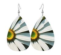 Gänseblümchen-Ohrringe für Damen, tropfenförmig, Leder, doppelseitig, baumelnde Ohrringe, leicht, Damen-Ohr-Accessoires, Schmuck, modisch, Geburtstagsgeschenk