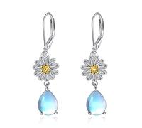 Gänseblümchen Ohrringe Mondstein Ohrringe 925 Sterling Silber Sonnenblume Ohrhänger Schmuck Geschenke für Frauen Mädchen