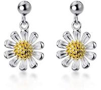 Gänseblümchen-Ohrstecker aus 925er-Sterlingsilber mit Kugel, baumelnder Anhänger, Modeschmuck, zartes Geschenk für Frauen und Mädchen zum Geburtstag, hypoallergen