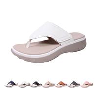 GAGFDA Orthopädische Flip-Flops für Damen mit Fußgewölbeunterstützung, offener Zehenbereich, leichte Keilsandalen, bequeme Slip-On-Strand-Hausschuhe für drinnen und draußen, weiß, 0 UK