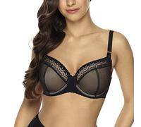 Gaia 990 Dame Halbversteifter BH Träger Tüll Netz Spitze Schliefe Philippa, Schwarz,70G