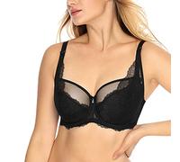Gaia Dame Bügel-BH Spitze Netz Schleife Träger Schalen 931 Veronika, Schwarz,70G