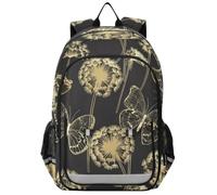 GAIREG Aesthetic Butterfly Golden Everyday Schultasche | Leichte Büchertasche aus Polyester mit Magnetklappe, gepolsterten Trägern und atmungsaktiver Rückseite