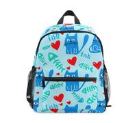 GAIREG Cartoon Blau Katze Kleinkind Mädchen Rucksack mit Namensschild Kleine Vorschulrucksäcke, Cartoon-blaue Katze, S