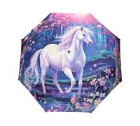 GAIREG Einhorn im Wald Winddichter Reiseschirm Kleiner Automatik Regenschirme für Rucksack, Geldbörse, Auto
