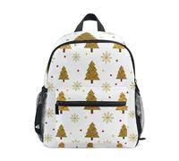 GAIREG Gold Christmas Trees Kleinkind Mädchen Rucksack mit Namensschild, Mini Little Kid's Rucksäcke Kindergarten Rucksack für Jungen, Goldene Weihnachtsbäume, 3-5 Years, Niedliche Rucksäcke