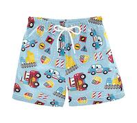 GAIREG Grüner Dinosaurier-Basketballspieler, Jungen, Badehose mit Tasche, Board-Shorts, Strand-Badeanzug für Kleinkinder, Kinder, 2T-XL, Cartoon-Fahrzeuge, 5 Jahre