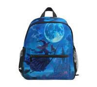 GAIREG Halloween Hexenschloss Blau Kleinkind Junge Rucksack mit Namensschild Kleine Kinder Rucksäcke, Halloween Hexenschloss blau, 6-8 Years, Niedliche Rucksäcke