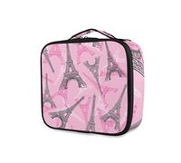 GAIREG Kosmetiktasche mit Wasserfarben-Spritzern, Reise-Kulturbeutel mit verstellbaren Trennwänden für Damen, Paris Pink / Grau, Eifelturm