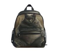 GAIREG Lustiger grauer Katzenrucksack für Kleinkinder, Jungen, mit Namensschild, Schultasche für Kinder, Lustige graue Katze, 3-5 Years, Niedliche Rucksäcke