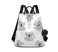 GAIREG Rucksack für Damen, Motiv: Happy Halloween, Kür nti-Diebstahl, Reisetasche, modischer Pompon-Rucksack zum Wandern, niedliche Koala-Zweige, Blätter