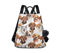 GAIREG Rucksack für Damen, Motiv: Happy Halloween, Kür nti-Diebstahl, Reisetasche, modischer Pompon-Rucksack zum Wandern, Aquarell-Hunde