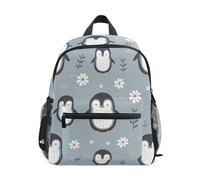 GAIREG Rucksack für Kleinkind Mädchen Jungen, Pinguin Blumen Blau Kleiner Reiserucksack mit Namensschild, Pinguin Blumen blau, 6-8 Years, Niedliche Rucksäcke