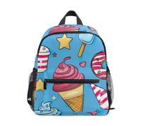 GAIREG Süßer Eiscreme-Donut-Rucksack für Kleinkinder, Mädchen, mit Namensschild, kleine Kinder-Rucksäcke, Reiserucksack, Süßer Eiscreme-Donut, blau, 6-8 Years