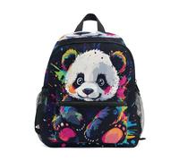GAIREG Süßer Panda Tie Dye Schwarz Kleinkind Mädchen Rucksack mit Namensschild, kleine Vorschulrucksäcke, Niedlicher Panda, Batikfärbung, Schwarz, 3-5 Years, Niedliche Rucksäcke