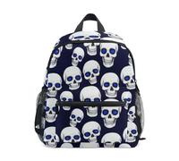 GAIREG White Skulls Striking Blue Eye Kleinkind Mädchen Rucksack mit Namensschild, Mini Vorschulrucksäcke, Weiße Totenköpfe, auffälliges blaues Auge, 3-5 Years