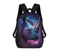 Galactic Rhino Portrait -2 17inch Schulrucksack, 3D-gedruckt, Kinderrucksack, Modisch, Lässig, Ideal Für Reisen Und Schulkinder
