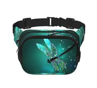 Galaxy Animal Libelle, quadratisch, doppellagig, Hüfttasche, Gürteltasche, Geldbörse mit verstellbarem Riemen, Laufen, Reisen, Wandern, Schwarz , Einheitsgröße