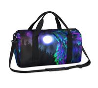 Galaxy Moon Wolf Sporttasche, Wochenende, Übernachtung, Reisetasche, Reisetasche, Reisetasche, für Kinder, Mädchen, Jungen, Damen, Herren