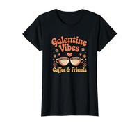 Galentine Vibes Gang Coffee and Friends im Retro-Look, passend dazu Preisgünstiges Grafik-T-Shirt, Damen, Schwarz, XL