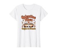 Galentine Vibes Gang Coffee and Friends im Retro-Look, passend dazu Preisgünstiges Grafik-T-Shirt, Damen, Weiß, XL