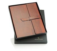 Gallaway Leather Padfolio-Ordner aus veganem Leder, schmal, Notizblockhalter, nachfüllbar, Business-Organizer, dunkle Schokolade