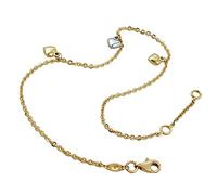 Fußkette 1,7mm Ankerkette mit 3 Herzen bicolor längenvariabel 9Kt GOLD 25cm