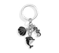 Gallkeat Delfin Schlüsselanhänger mit Muschel Seestern Anhänger Handtasche Tasche Charms Meerestier Anhänger Liebhaber Ozean Deko