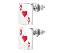GALPADA 1 Paar Poker-Ohrringe Ohrschmuck Mädchen-Ohrringe Aus Sterlingsilber Damenschmuck Pik-Ohrring Poker-Asse- Lustiger Ohrring Ohrstecker Modisches Accessoire