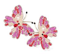 GALPADA 1 Paar Schmetterlingsohrringe mit Bunten Zirkonia Ohrstecker für Damen und Mädchen Weihnachts Ohrringe Modisch und Angenehm zu Tragen