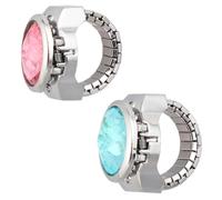 GALPADA 2 Stück Kreative Klapphanduhren mit Quarzuhrwerk und Elastischem Ringband Modische Fingerringuhren für Damen Praktisch und Angenehm zu Tragen Zufällige Farbe