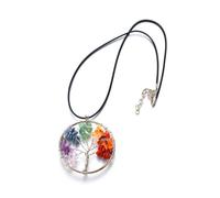 GALPADA 2 Stück Lebensbaum Halskette Mit Buntem Naturstein Anhänger Chakra Schmuck Aus Hautfreundlichem Material Für Damen Und Mädchen Geschenk Schmuckstück