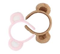 GALPADA 2 Stück Niedliches Plüsch Haarband mit Bärenohren Verstellbares Weiches Stirnband für Damen Spa Gesichtswasch stirnband Bequem und Hautfreundlich