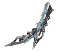 GALPADA 2 Stück Verstellbare Gothic Rüstungsringe aus Metall mit Türkisfarbenem Punk Akzent Verstellbare Fingerringe für Damen und Herren Halloween Cosplay und Punk Gothic Accessoires