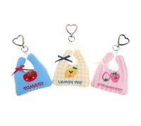 GALPADA 3 Stück Kawaii Frucht Schlüsselanhänger Kleiner Einkaufstasche Plüsch Erdbeer Taschenanhänger mit Schlüsselring für Damen