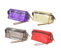 GALPADA 4 Stück Transparentes PVC Kosmetiktaschen Mit Metallreißverschluss Abnehmbare Handschlaufe Make up Organizer Für Reisen Und Alltag Holografische Kulturbeutel